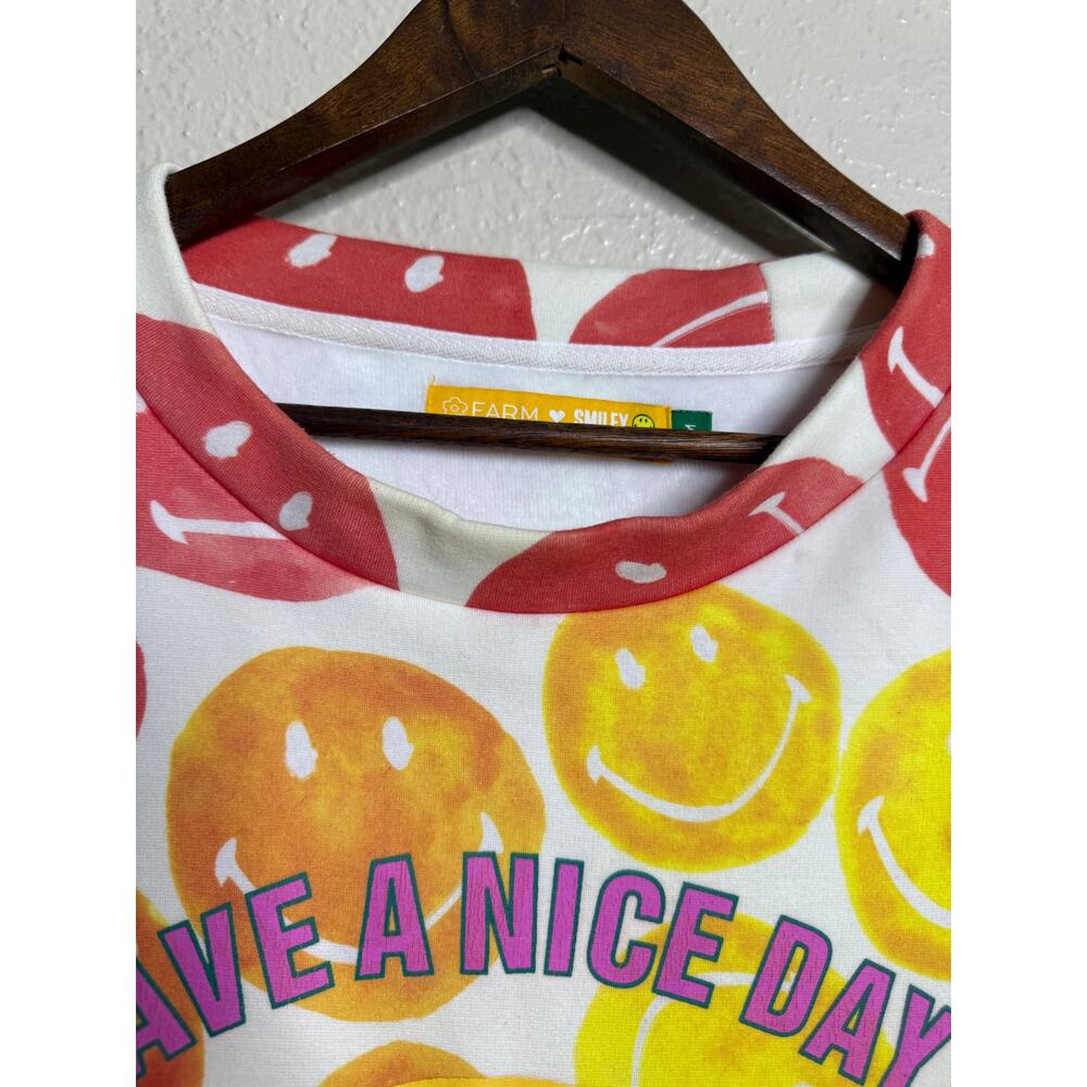 FARM Rio x Smiley Rainbow Dopamine Happy Face Graphic Sweatshirt M - Picture 4 of 13